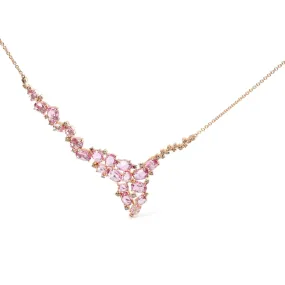 Radiant 18K Rose Gold Gemstone Cascade Necklace with Brown Diamonds and Pink Sapphires