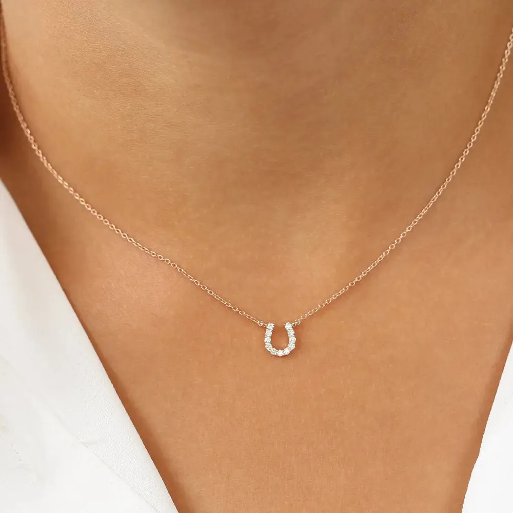 0.06CTW Mini Diamond Horseshoe Necklace