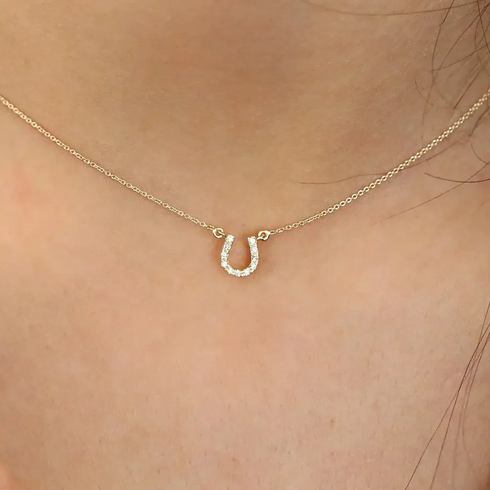 0.06CTW Mini Diamond Horseshoe Necklace