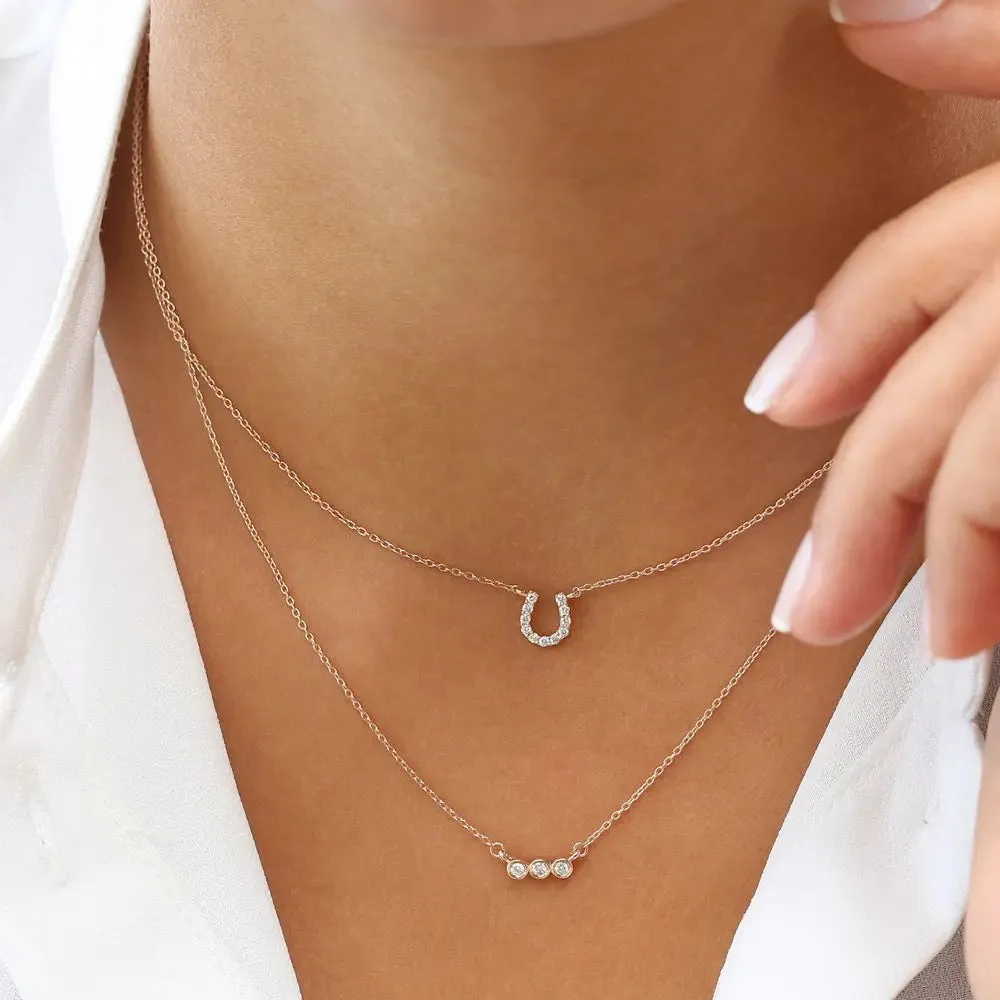 0.06CTW Mini Diamond Horseshoe Necklace