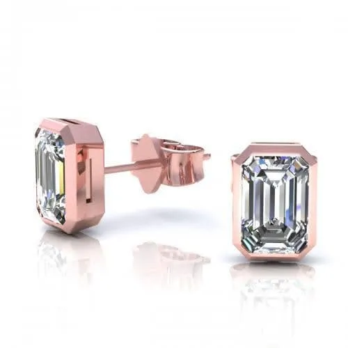 0.25-2.00 CT Emerald Cut Diamonds - Stud Earrings