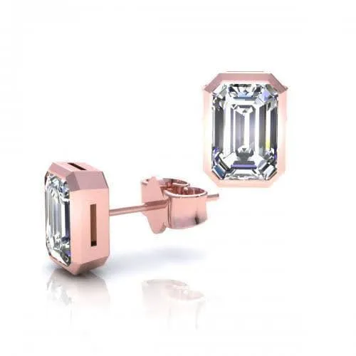 0.25-2.00 CT Emerald Cut Diamonds - Stud Earrings