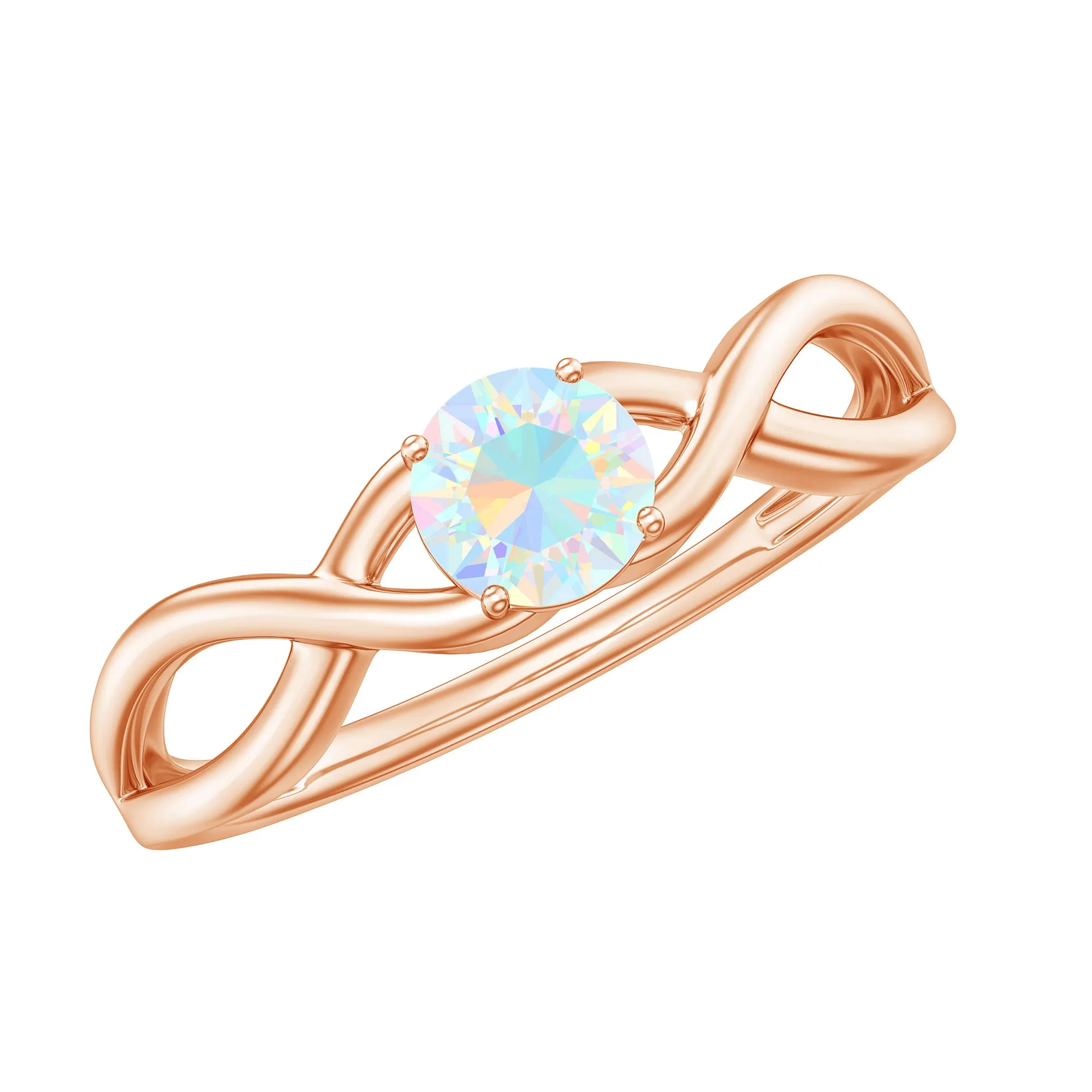 0.50 CT Solitaire Ethiopian Opal Crossover Engagement Ring