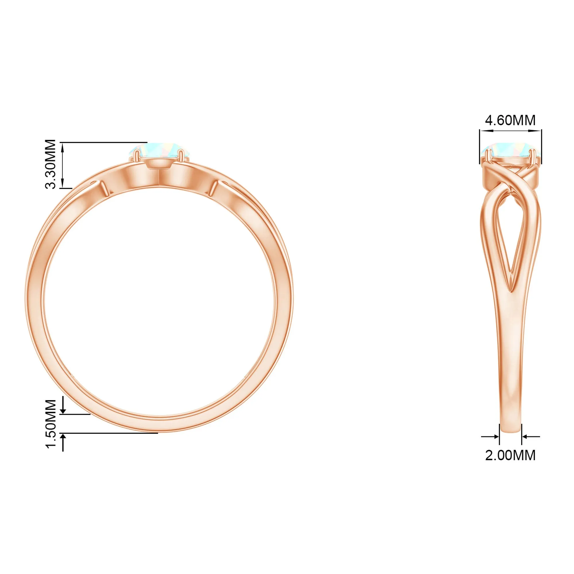 0.50 CT Solitaire Ethiopian Opal Crossover Engagement Ring