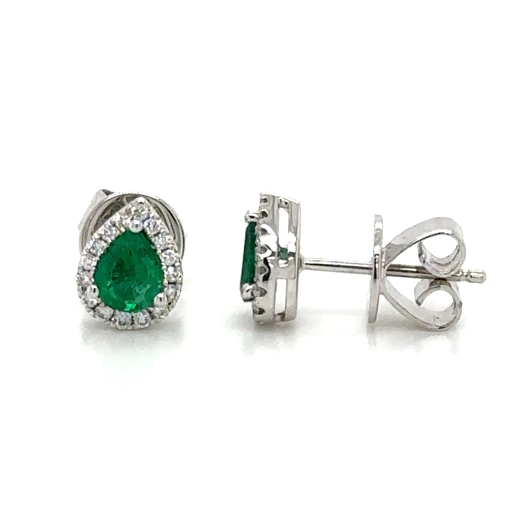 0.66carat Pear Shape Green Emerald Diamond Stud Earrings