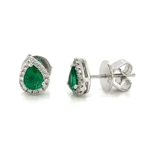 0.66carat Pear Shape Green Emerald Diamond Stud Earrings