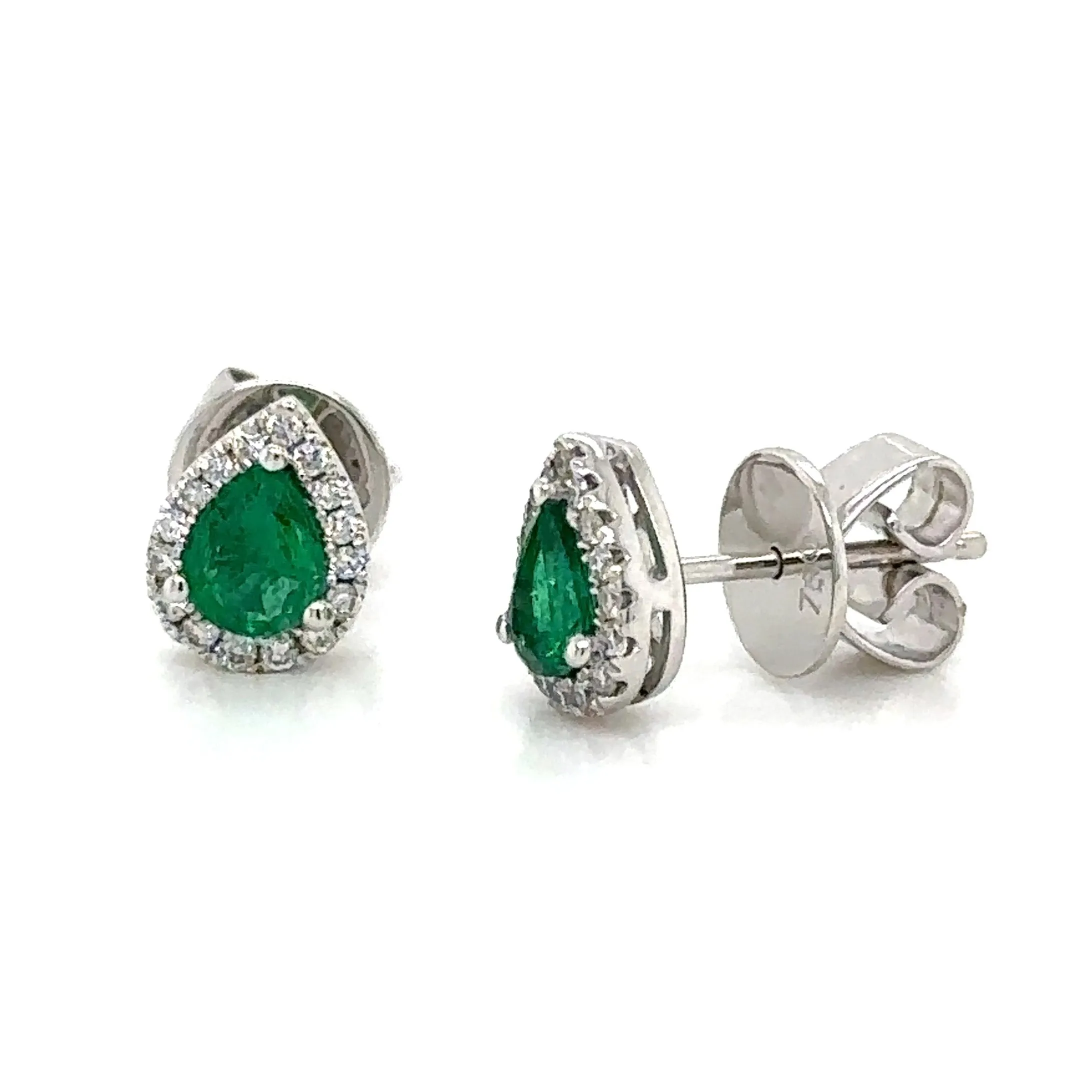 0.66carat Pear Shape Green Emerald Diamond Stud Earrings