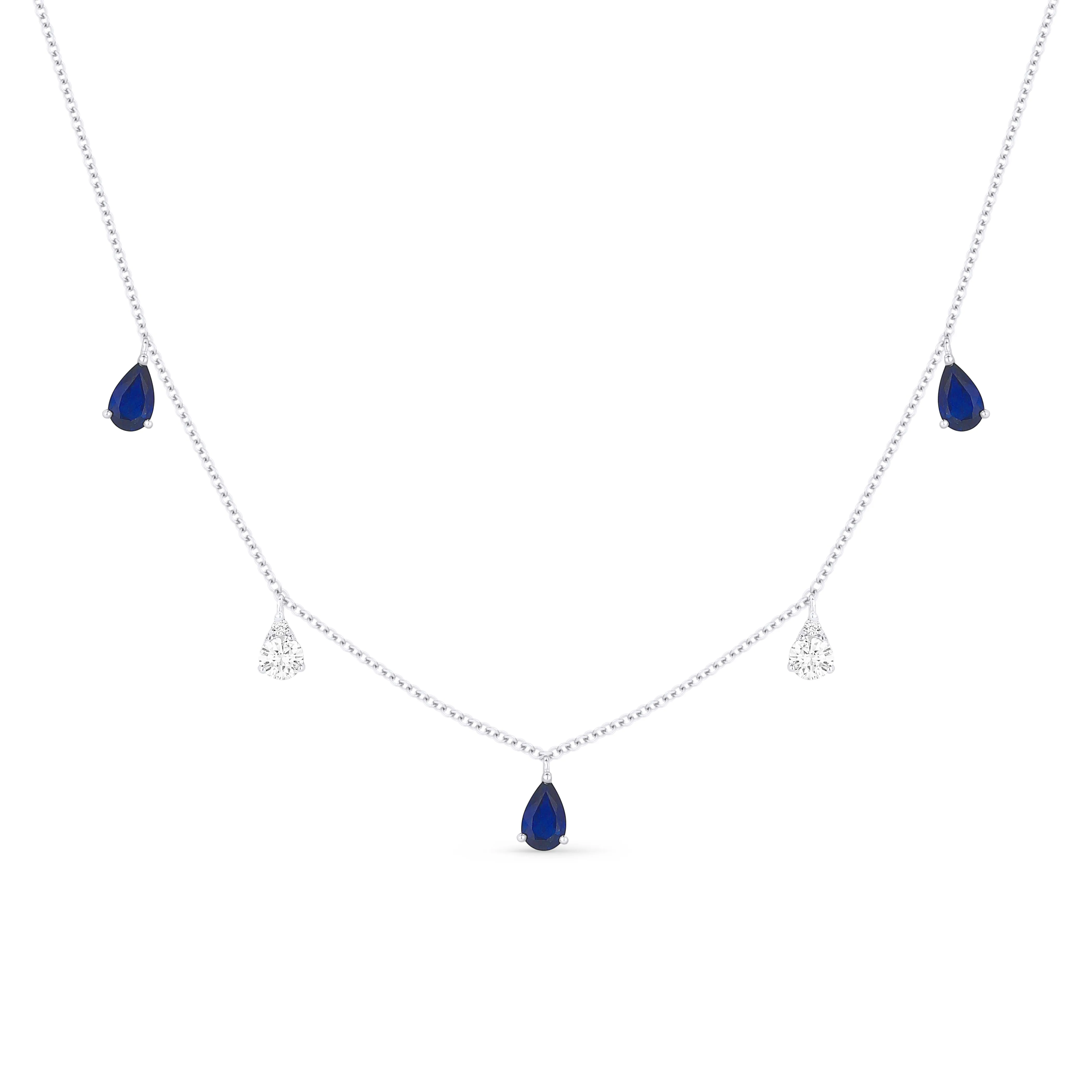 0.70Ct Sapphire Necklace In 14K White Gold