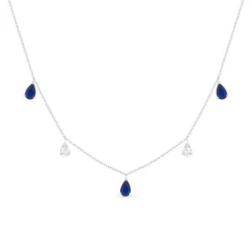 0.70Ct Sapphire Necklace In 14K White Gold