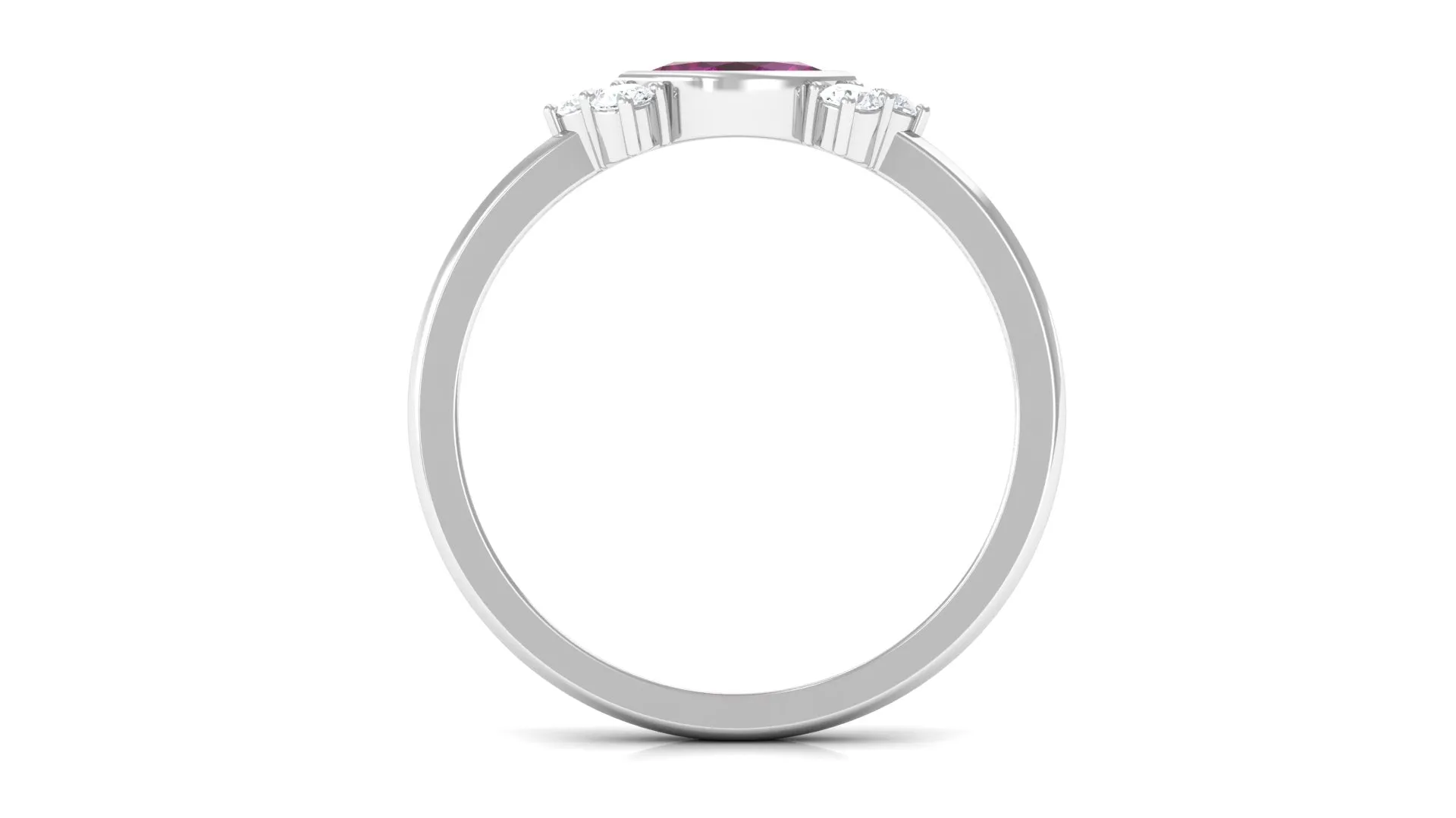 0.75 CT Rhodolite East West Promise Ring with Diamond Stones