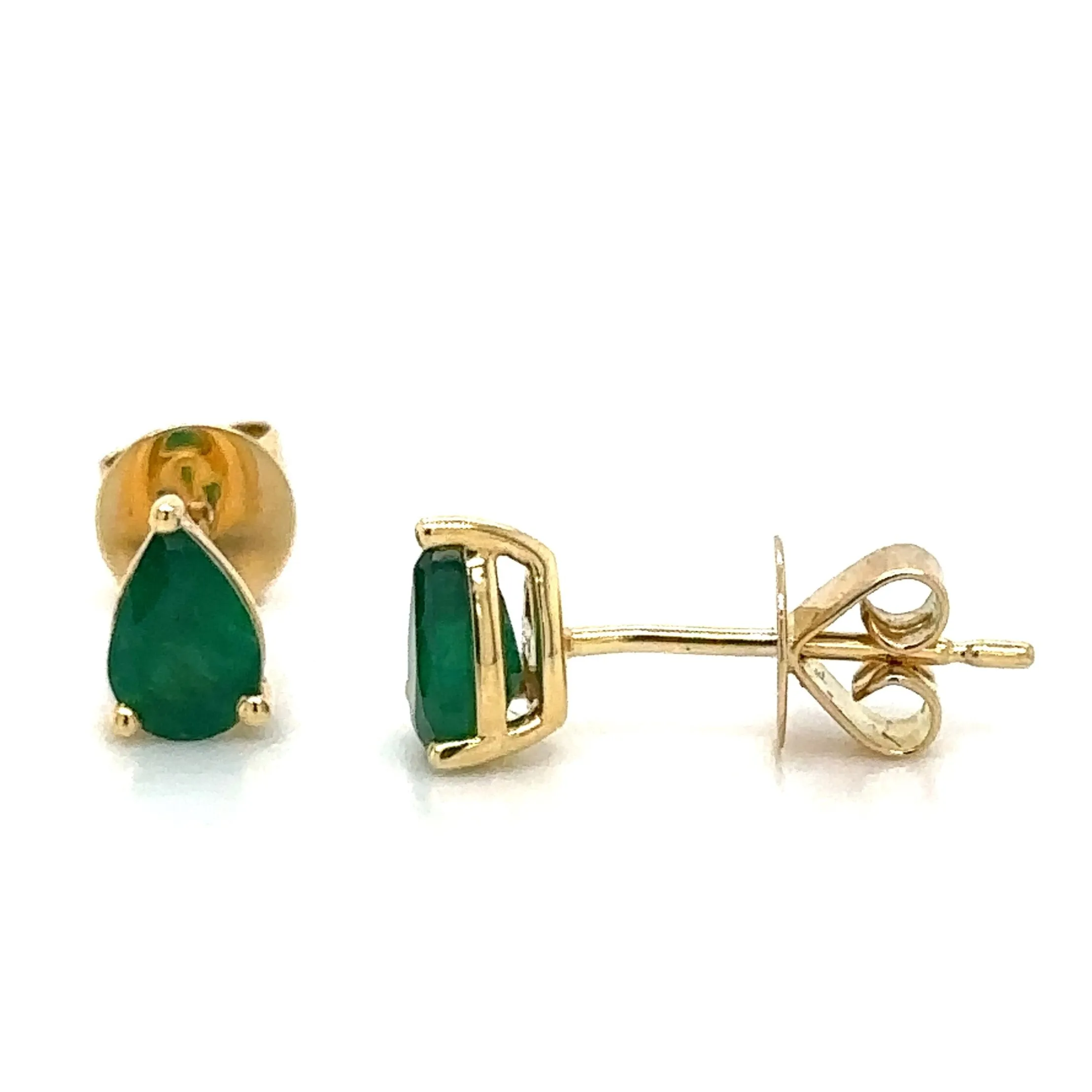 0.77ct tw Pear Shape Green Emerald Stud Earrings