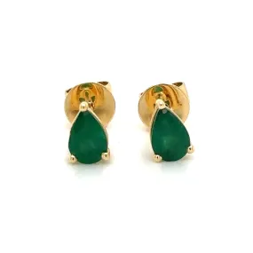 0.77ct tw Pear Shape Green Emerald Stud Earrings