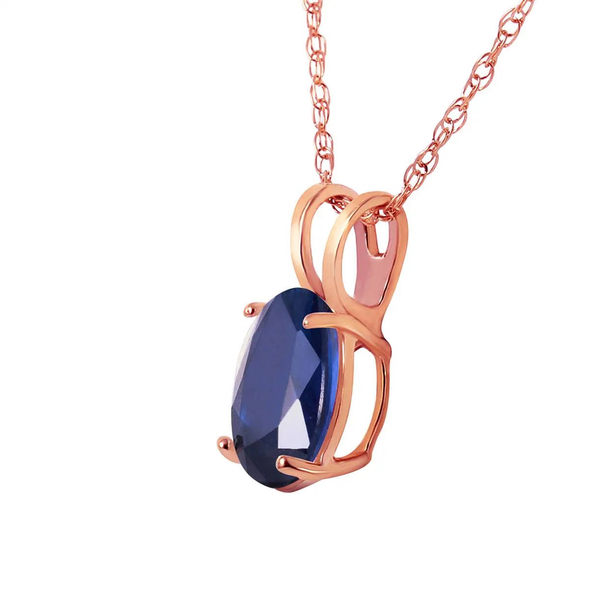 1 Carat 14K Solid Rose Gold Solitaire Sapphire Necklace