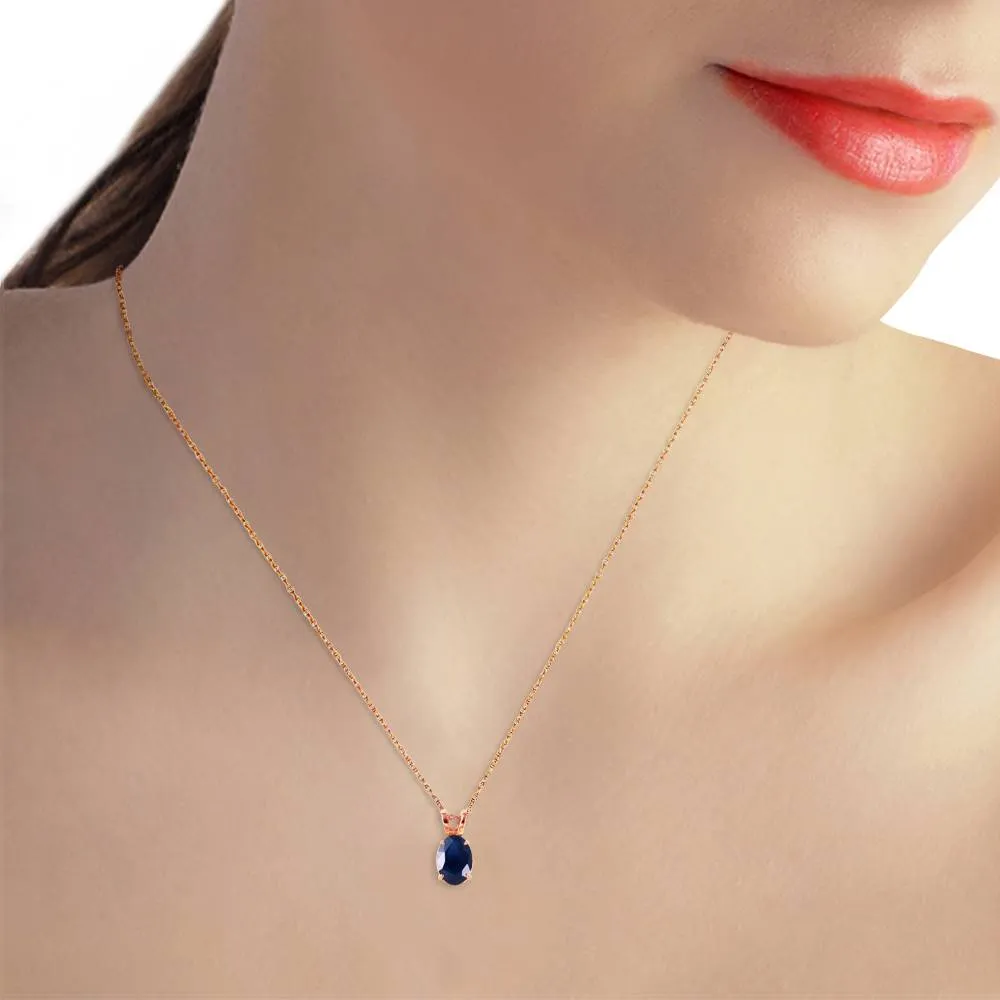 1 Carat 14K Solid Rose Gold Solitaire Sapphire Necklace