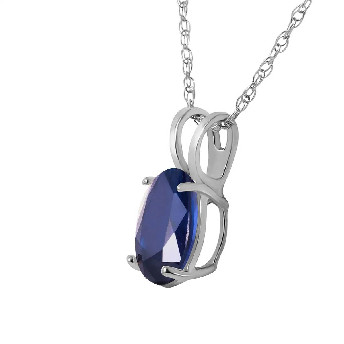 1 Carat 14K Solid White Gold Dark Sky And Wave Sapphire Necklace