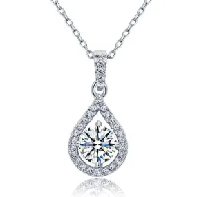 1 Carat Pear Shape Silver Necklace