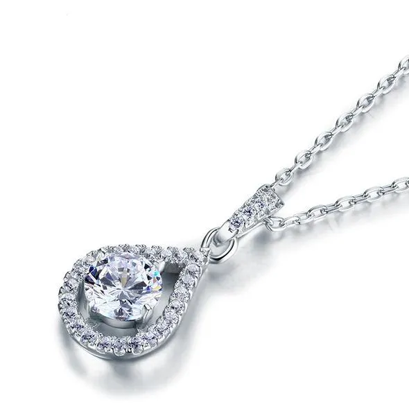 1 Carat Pear Shape Silver Necklace