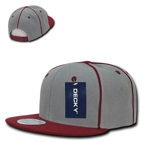 1 Dozen Decky Piped Crown Snapback Two Tone 6 Panel Hats Caps Wholesale Lots