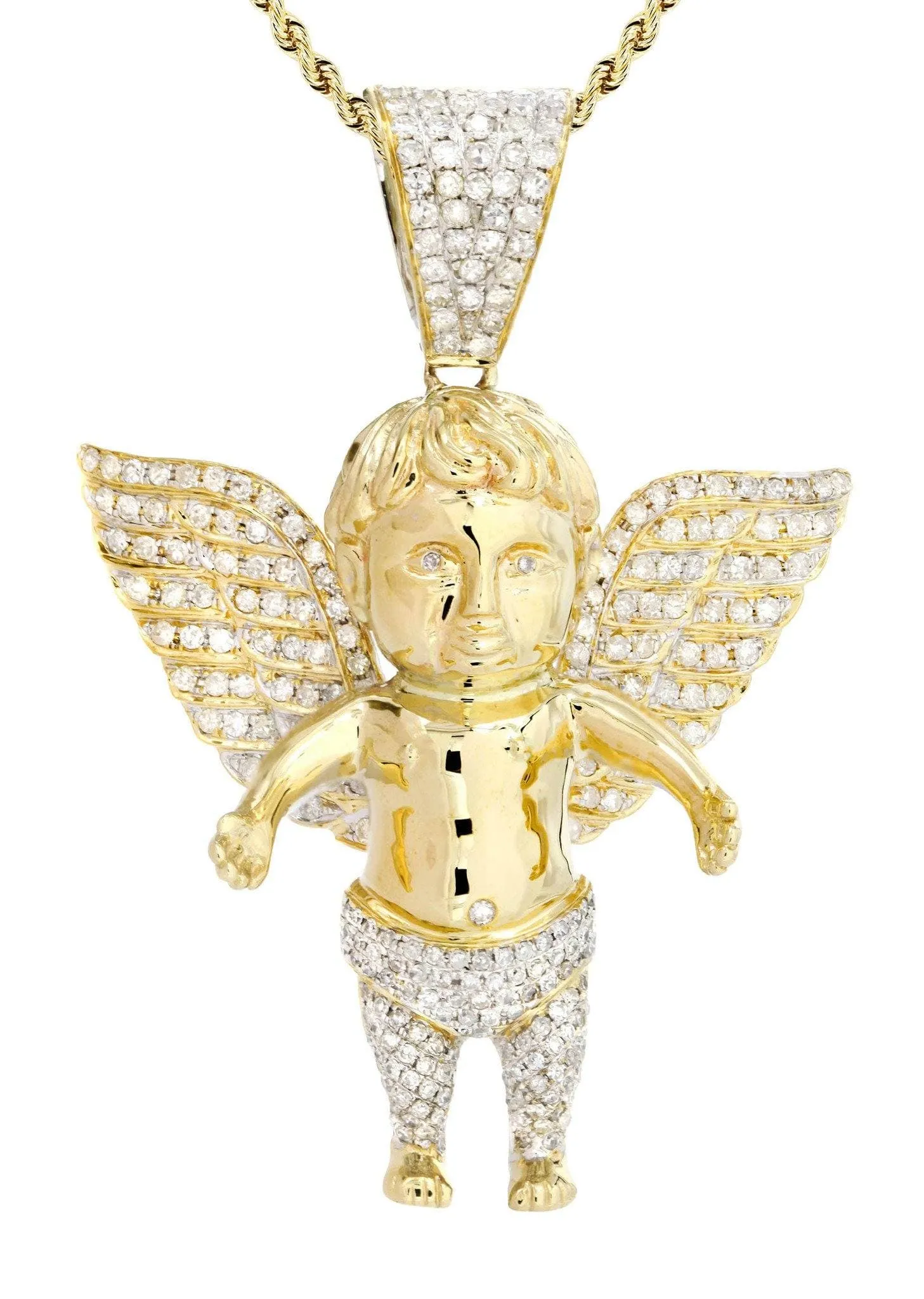 10K Yellow Gold Angel Diamond Necklace  | 2.69 Carats