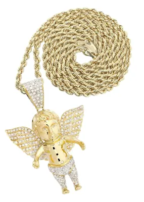 10K Yellow Gold Angel Diamond Necklace  | 2.69 Carats