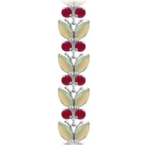 12 Carat 14K Solid White Gold Butterfly Bracelet Opal Ruby