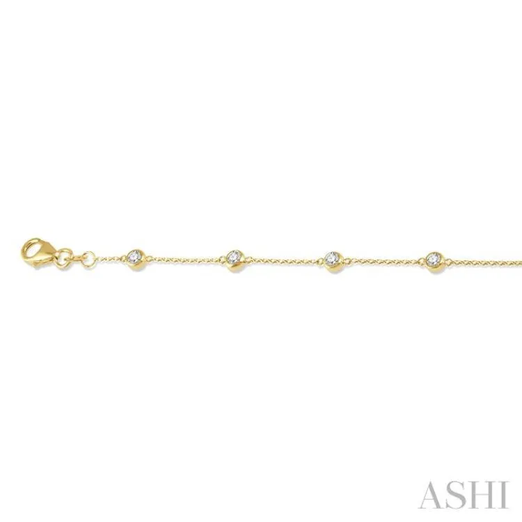 1/2 ctw Circular Mount Round Cut Diamond Station Bracelet in 14K Yellow Gold