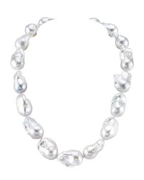 13-16mm White Baroque Freshwater Pearl Necklace - AAA Quality