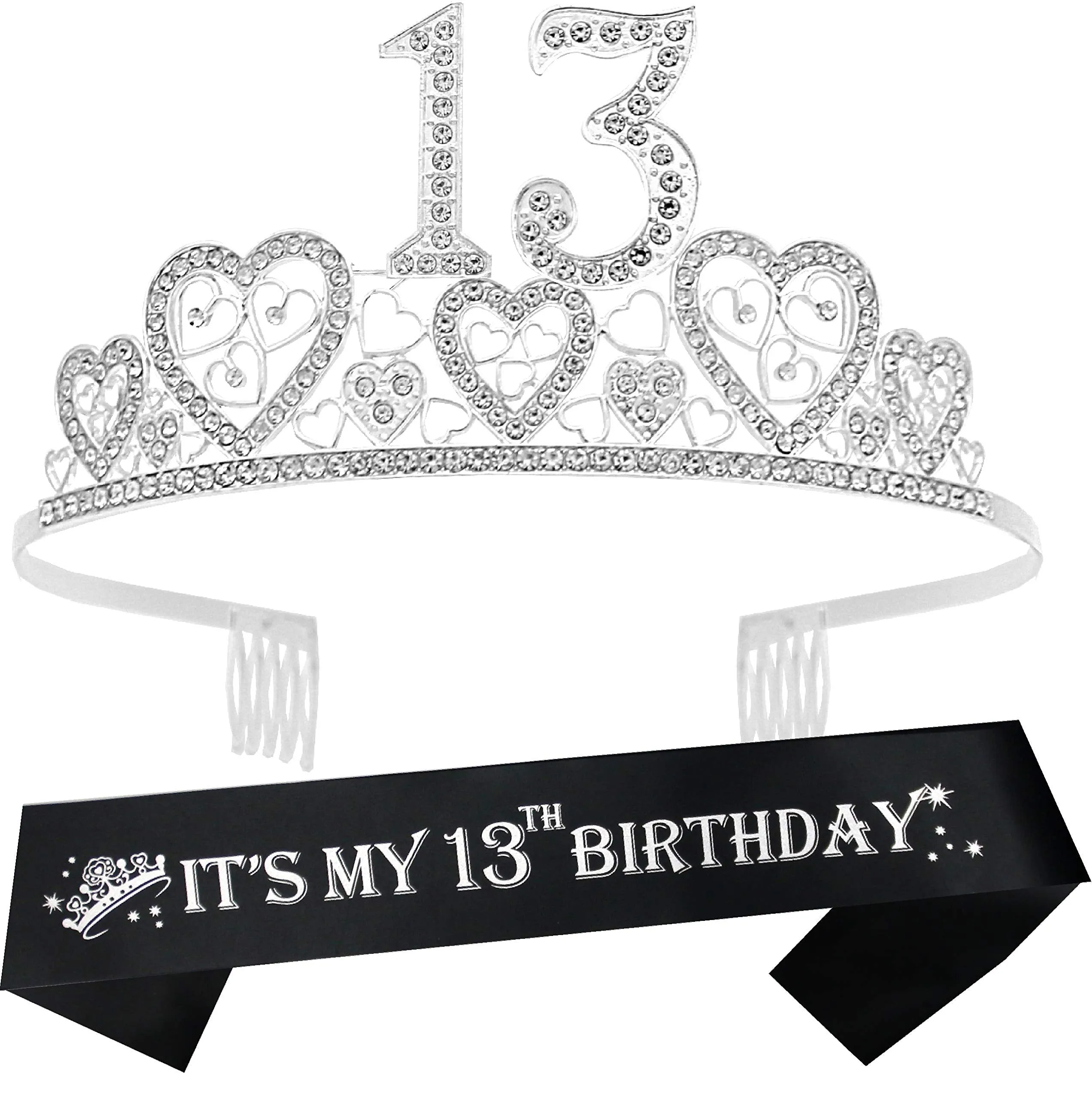 13th Birthday Sash,13th Birthday Tiara,13th Birthday Decorations for Her,13th Birthday