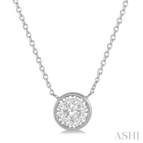 1/4 Ctw Round Shape Lovebright Diamond Necklace in 14K White Gold