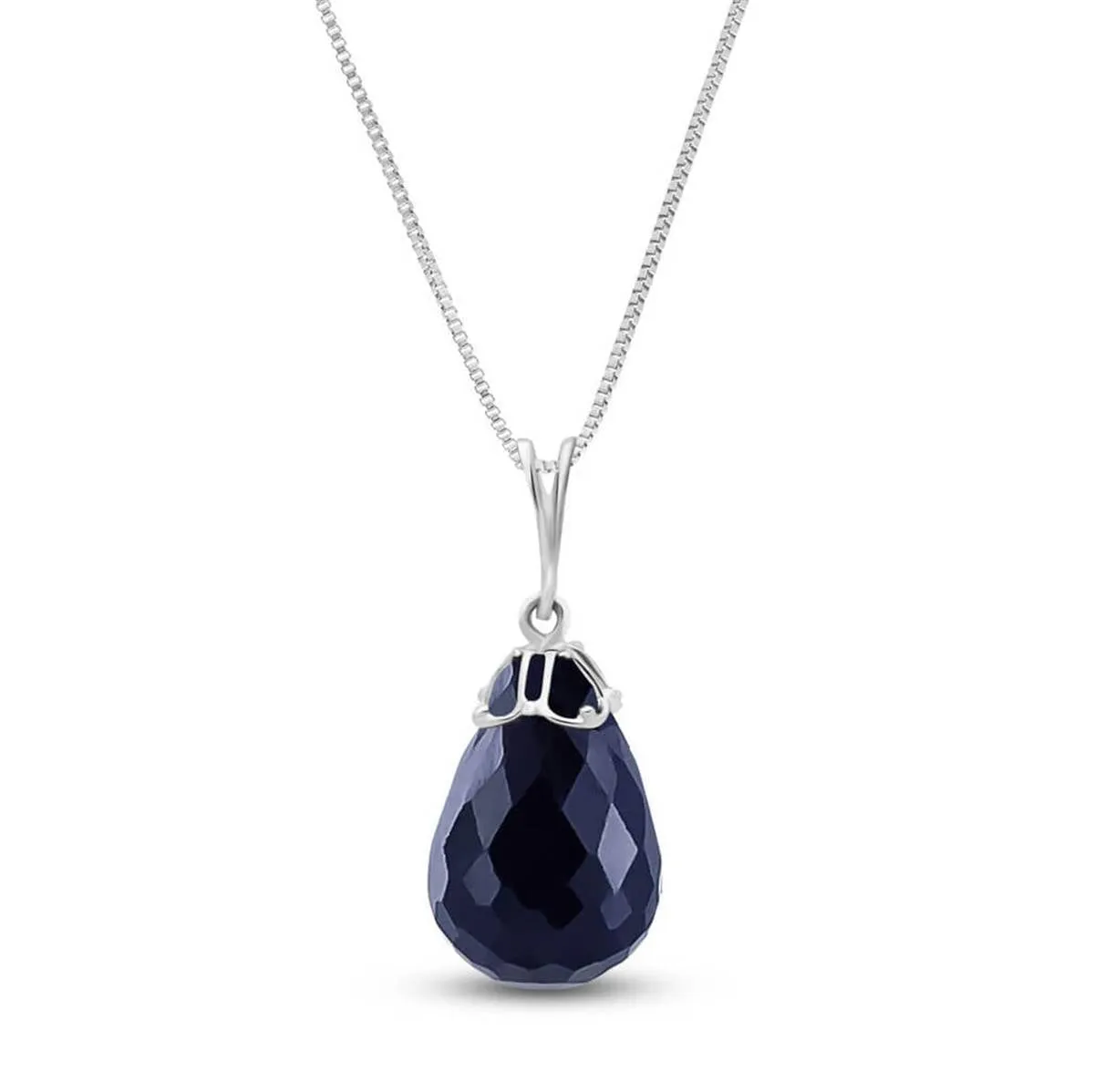 14.8 Carat 14K Solid White Gold Necklace Briolette Natural Sapphire