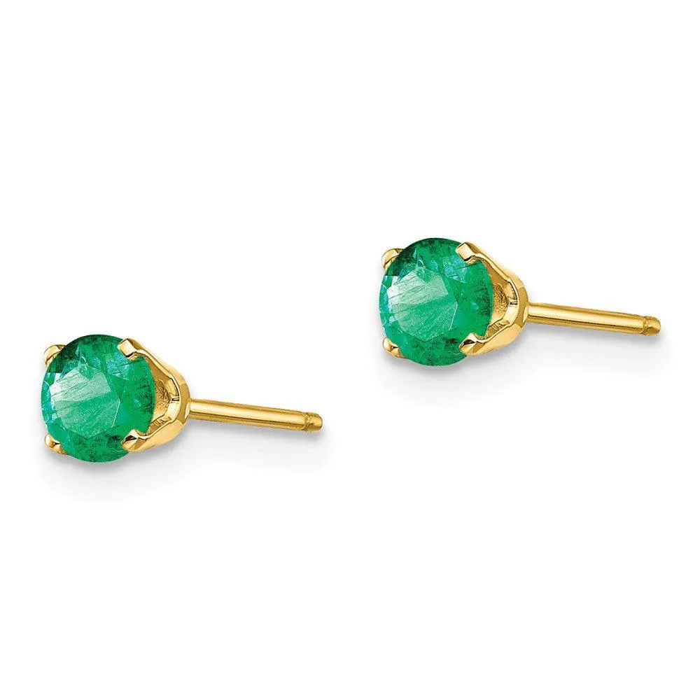 14k 4mm May/Emerald Post Earrings