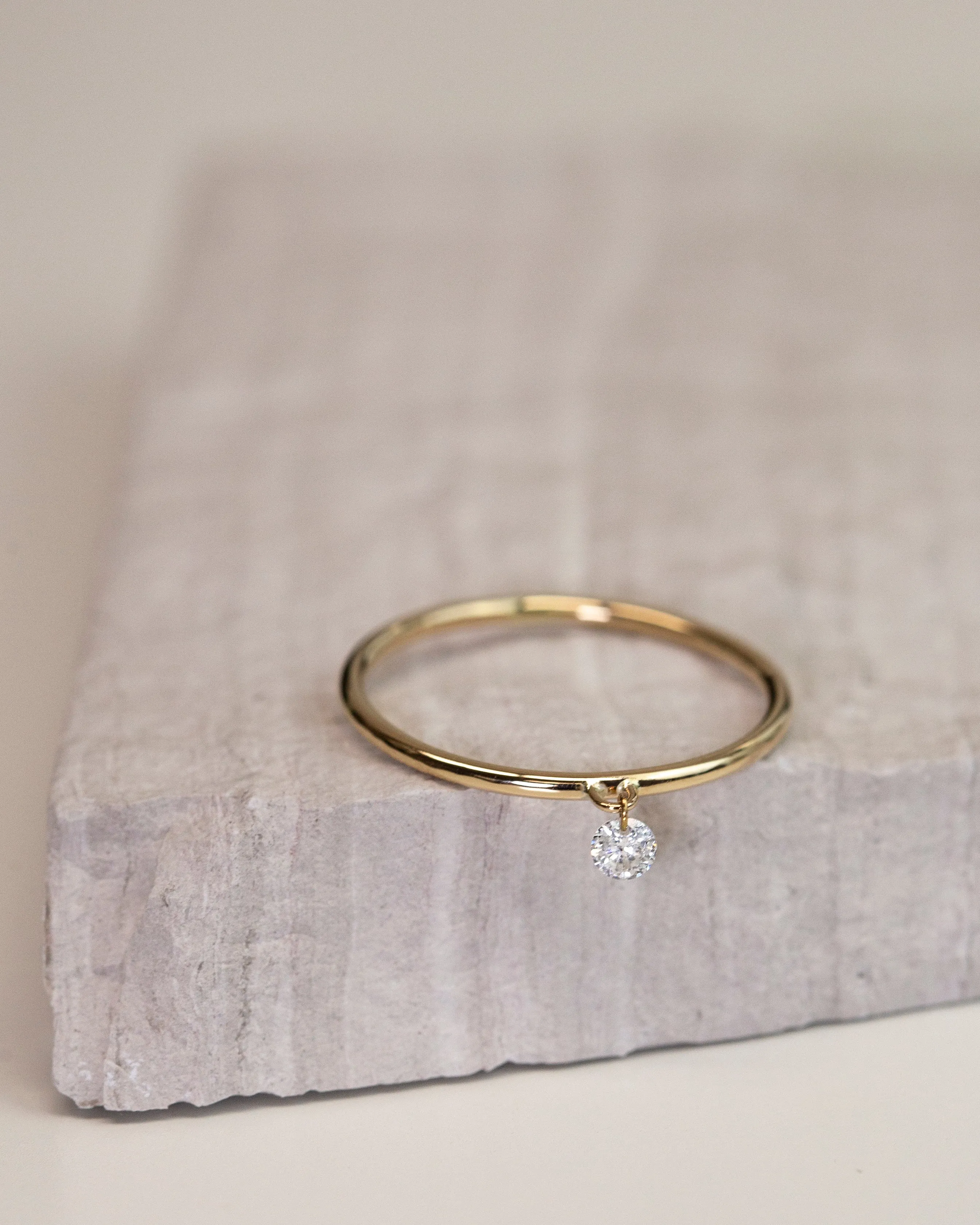 14k Bare Diamond Solid Ring