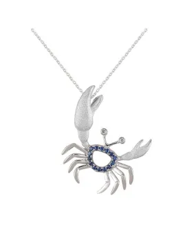 14k Crab Pendant with 2 Diamonds and 14 Blue Sapphires