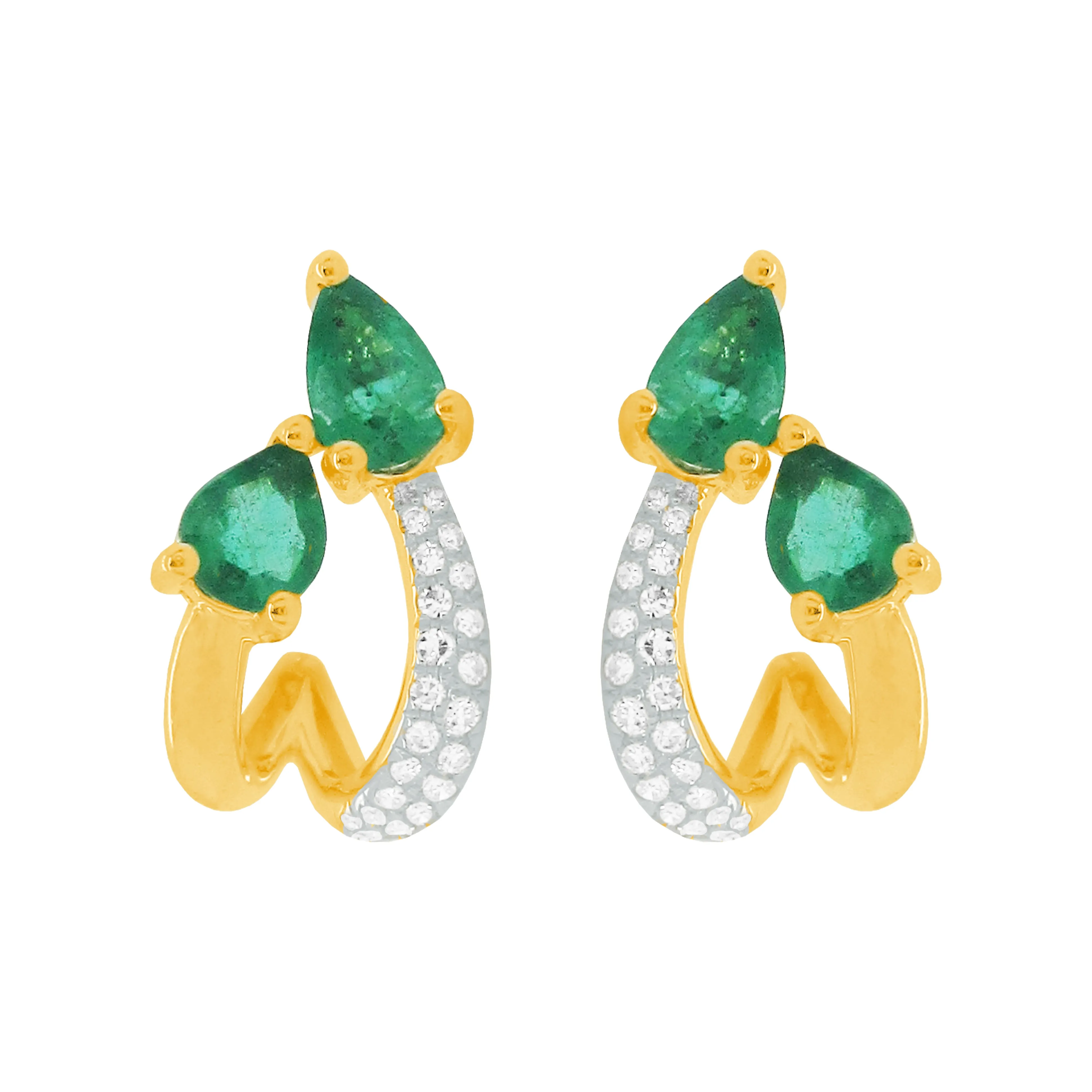 14K GOLD DIAMOND EMERALD NIKKI EARRINGS