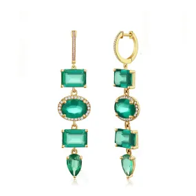 14K GOLD DIAMOND EMERALD VIVIENNE EARRINGS