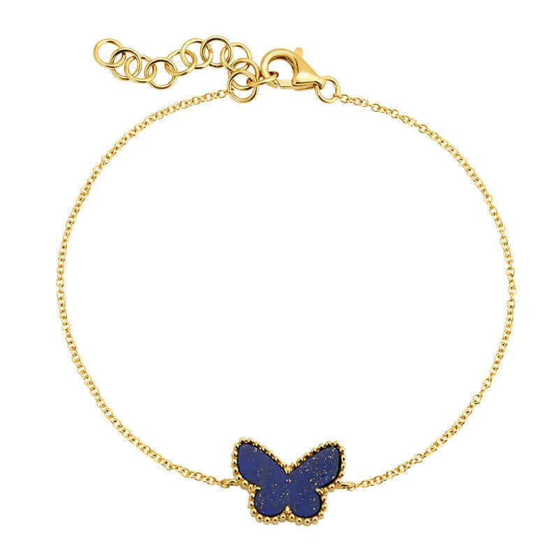 14K Gold Gemstone Butterfly Bracelet