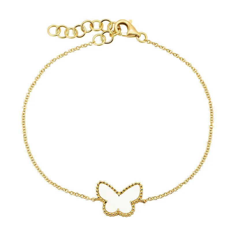 14K Gold Gemstone Butterfly Bracelet