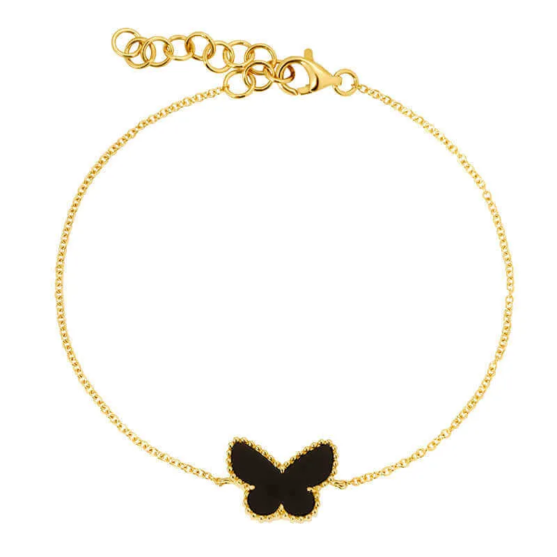 14K Gold Gemstone Butterfly Bracelet