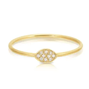 14K Gold Pavé Petal Ring