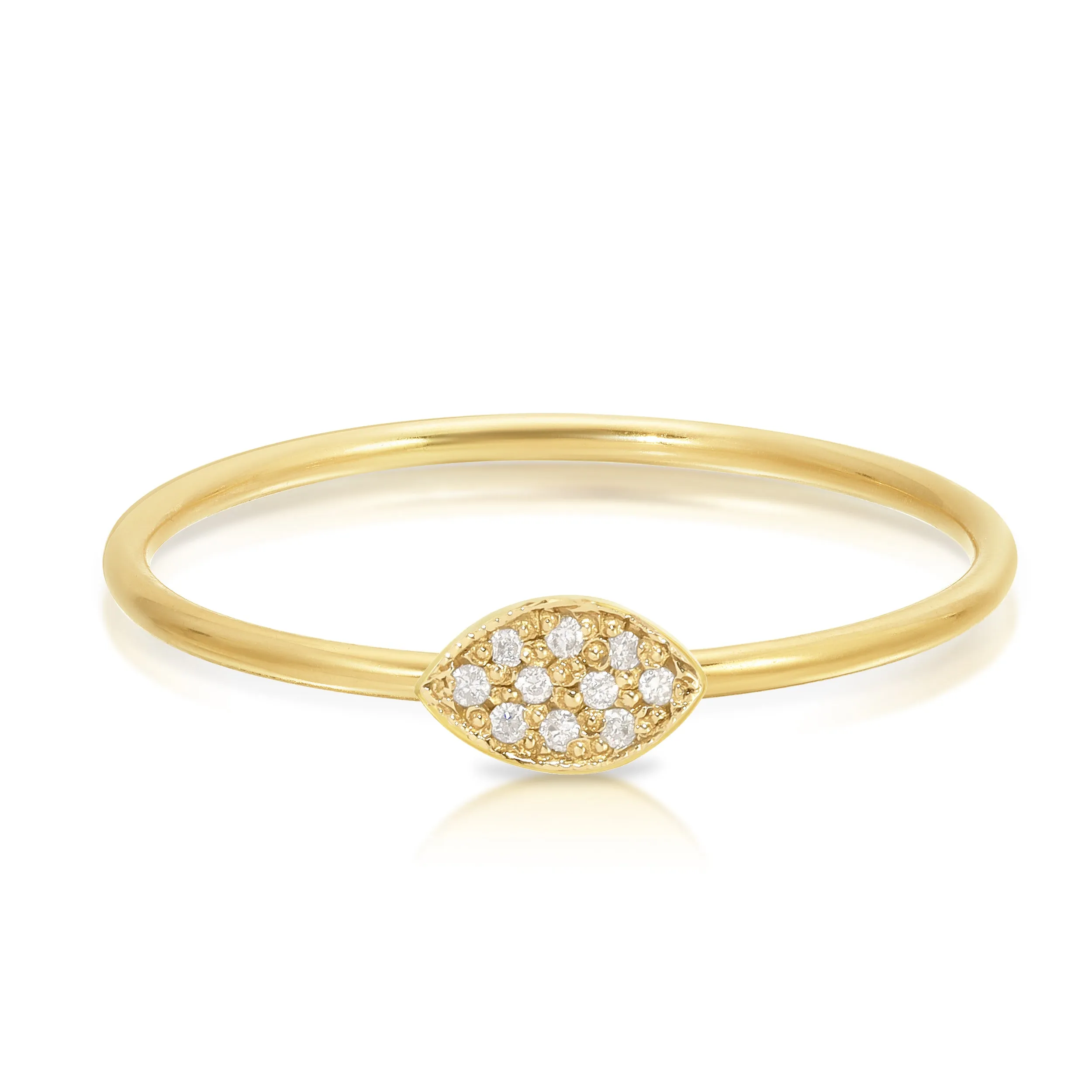 14K Gold Pavé Petal Ring