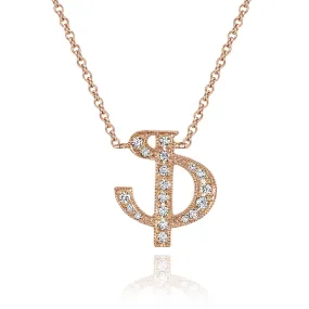 14K Rose Gold Armenian Initial Diamond Necklace