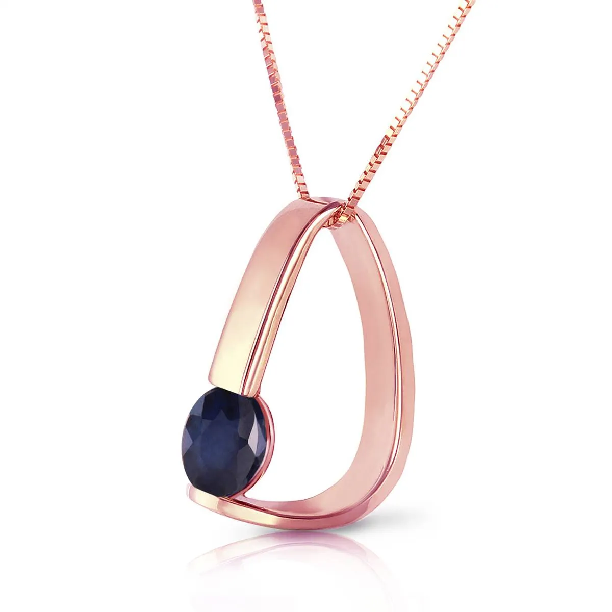 14K Solid Rose Gold Modern Necklace w/ Natural Sapphire