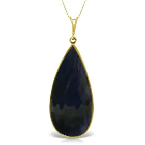 14K Solid Yellow Gold Checkerboard Cut Pear Sapphire Necklace