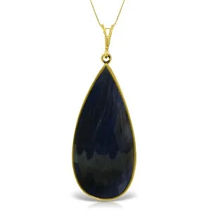 14K Solid Yellow Gold Checkerboard Cut Pear Sapphire Necklace