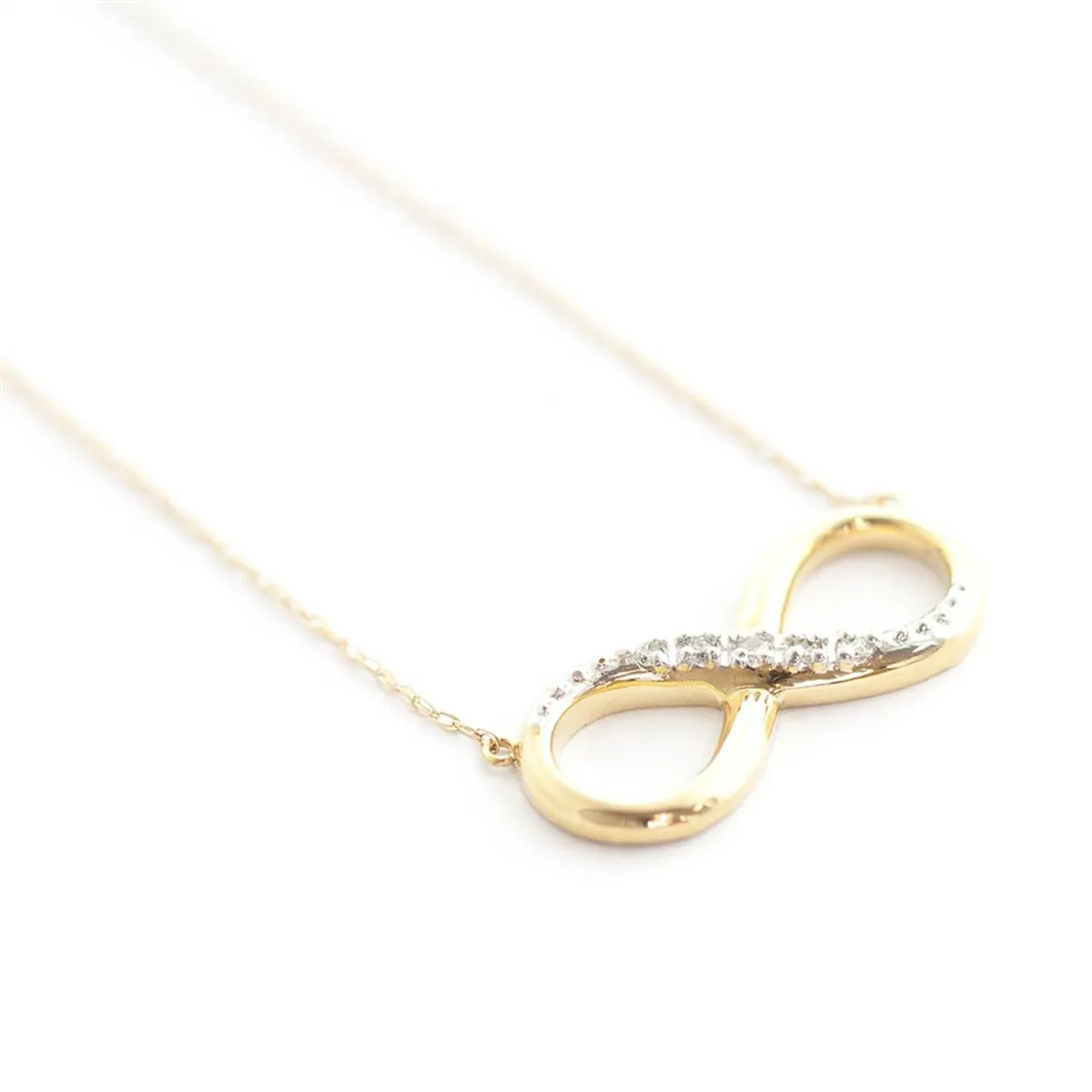 14K Solid Yellow Gold Infiniti Necklace w/ Natural Diamond