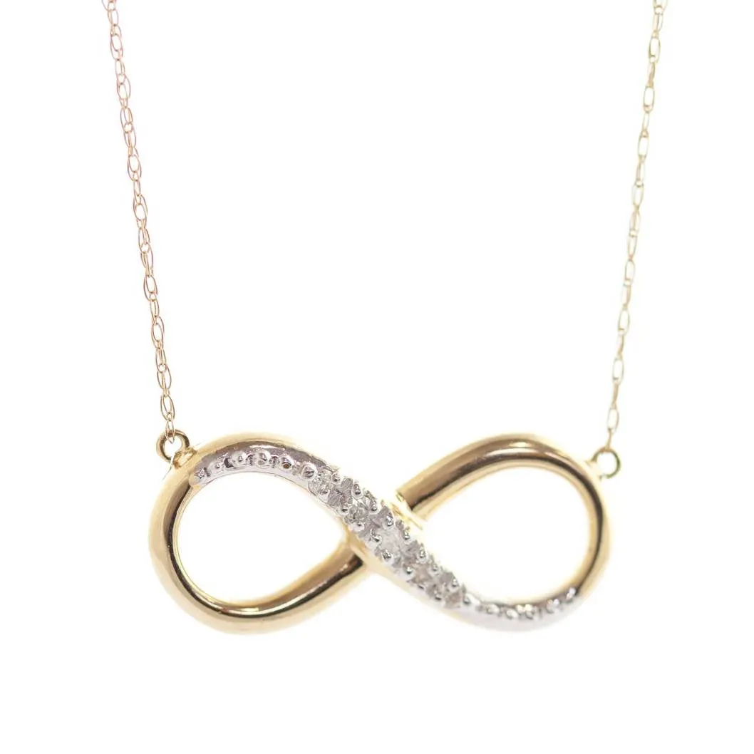 14K Solid Yellow Gold Infiniti Necklace w/ Natural Diamond