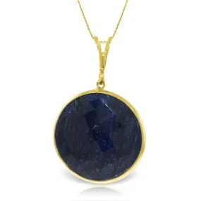 14K Solid Yellow Gold Necklace w/ Checkerboard Cut Round Sapphire