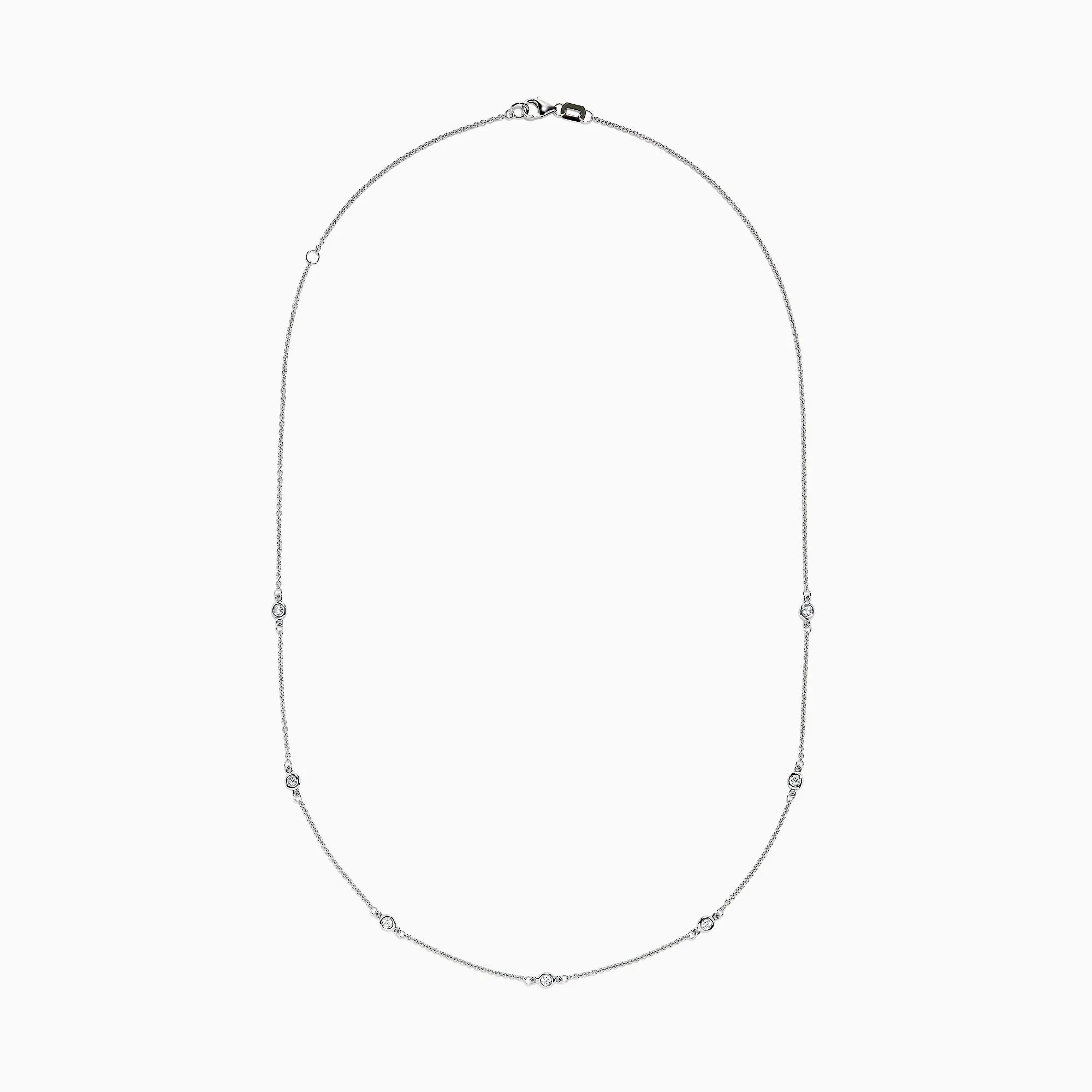 14K White Gold 18" Diamond Station Necklace, 0.21 TCW