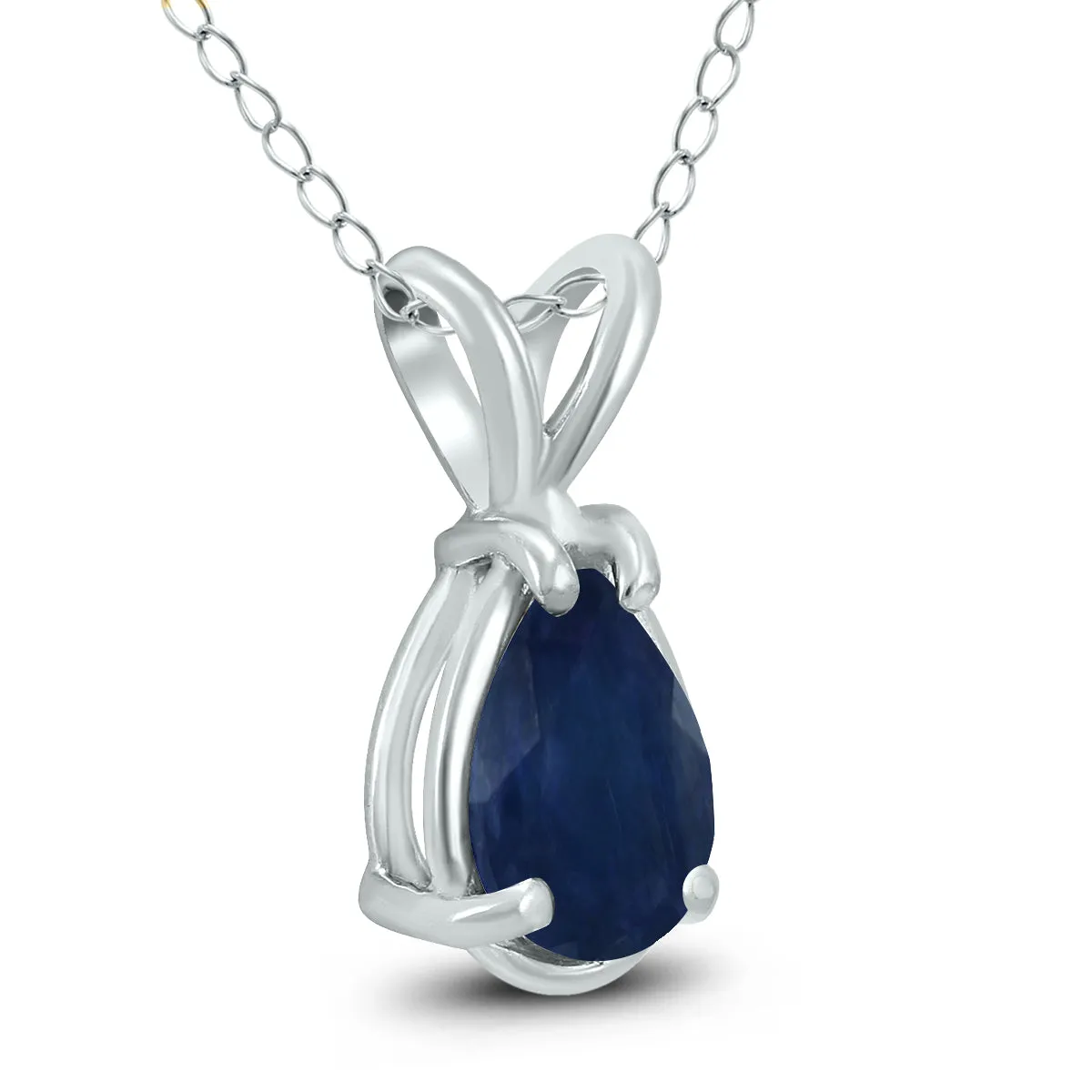 14K White Gold 5X3Mm Pear Sapphire Pendant