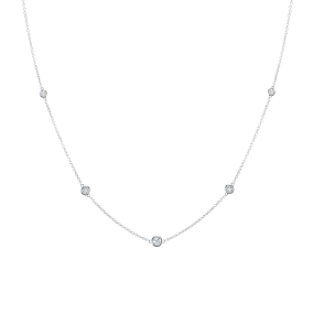 14K White Gold Bezel Set Diamond Necklace